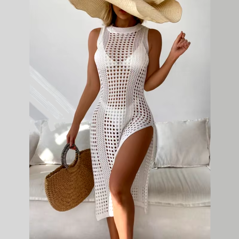 Abrini Hollow Out Crochet Cover Up