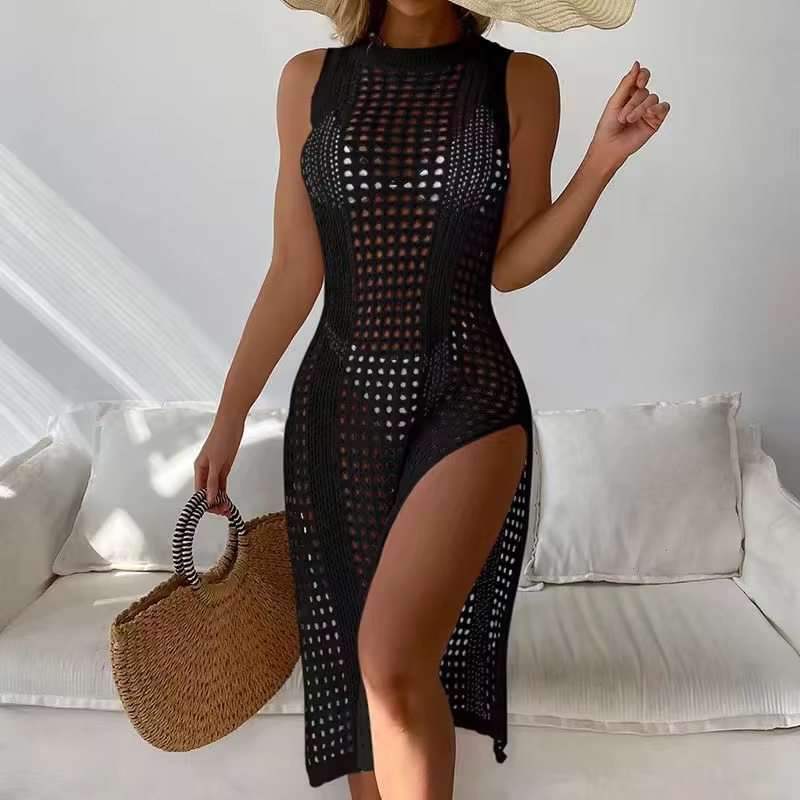 Abrini Hollow Out Crochet Cover Up