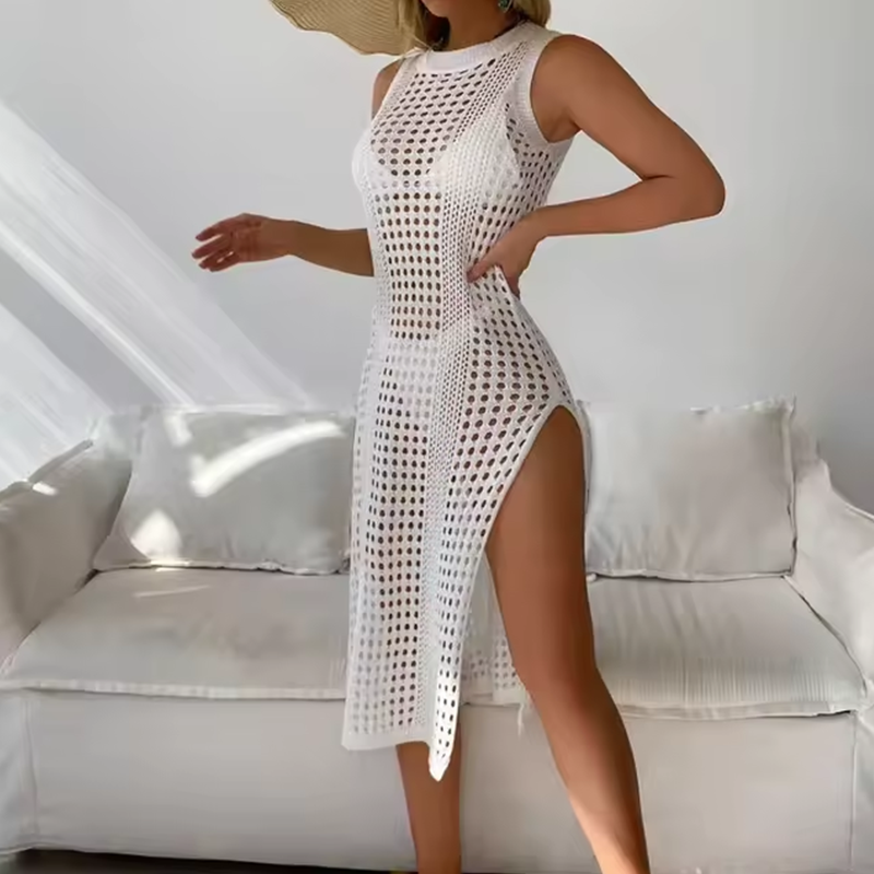 Abrini Hollow Out Crochet Cover Up